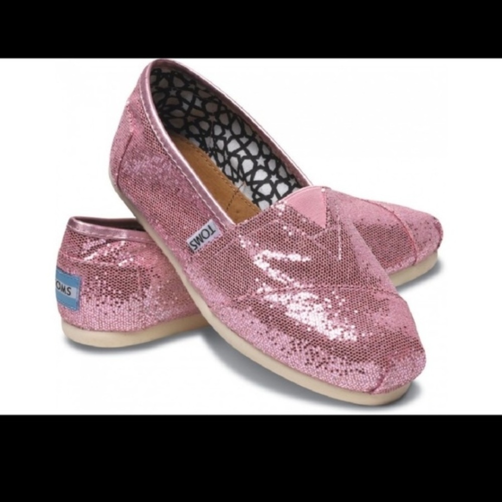 Pink Glitter Toms Flats